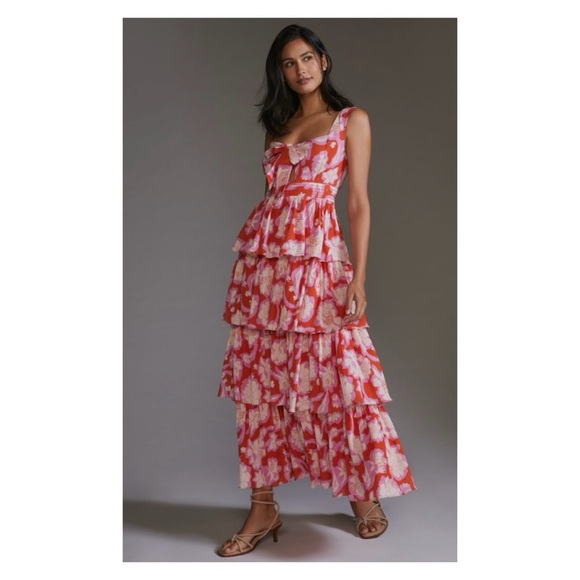 NWOT Anthropologie Vineet Bahl Tiered Ruffle Maxi DressSize 6